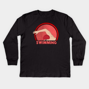 Swimming Kids Long Sleeve T-Shirt